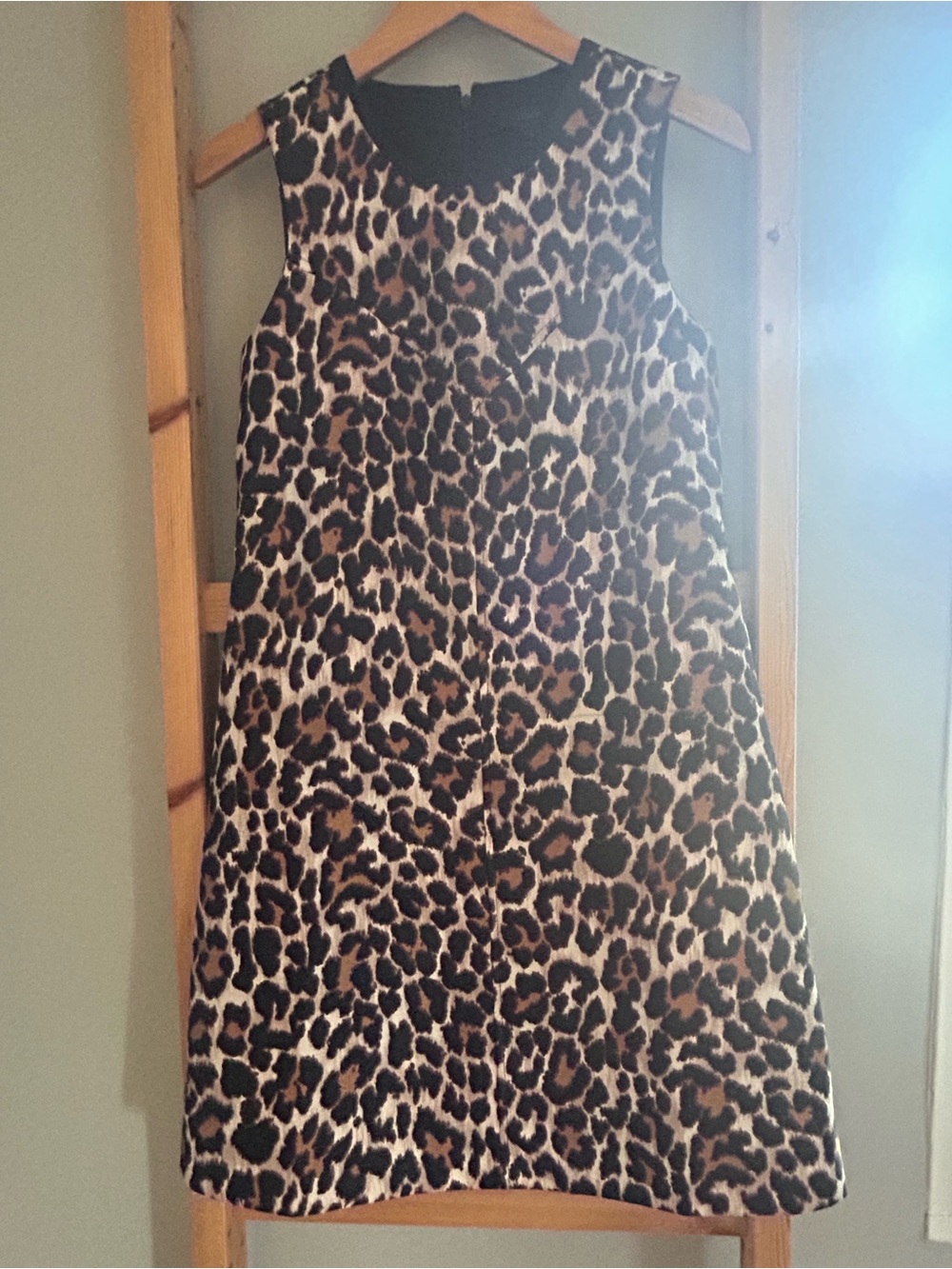 J. Crew Leopard Print Jewel Neck ALine Shift Dress Sz 0